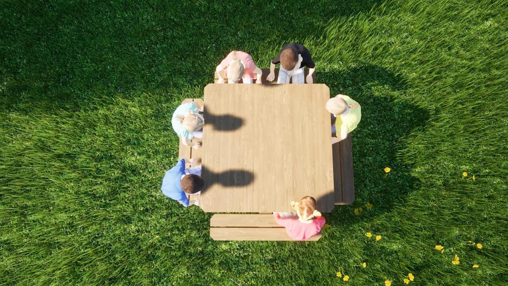 Taula de picnic quadrada infantil MASGAMES PERSIC fabricada en fusta per a l'exterior amb autoclau nivell IV