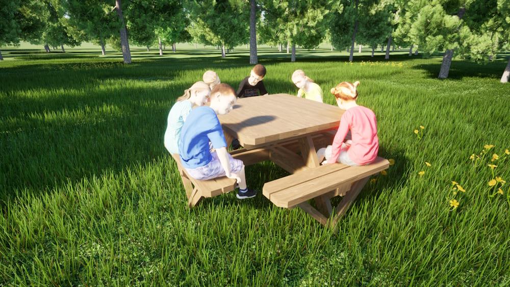 Mesa de picnic cuadrada infantil MASGAMES PERSIC de madera tratada para el exterior