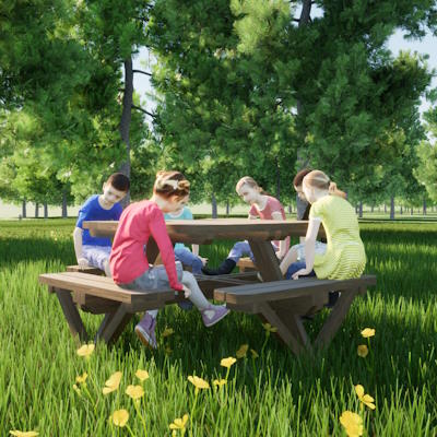 mesa de picnic infantil de madera para exterior homologada para escuelas