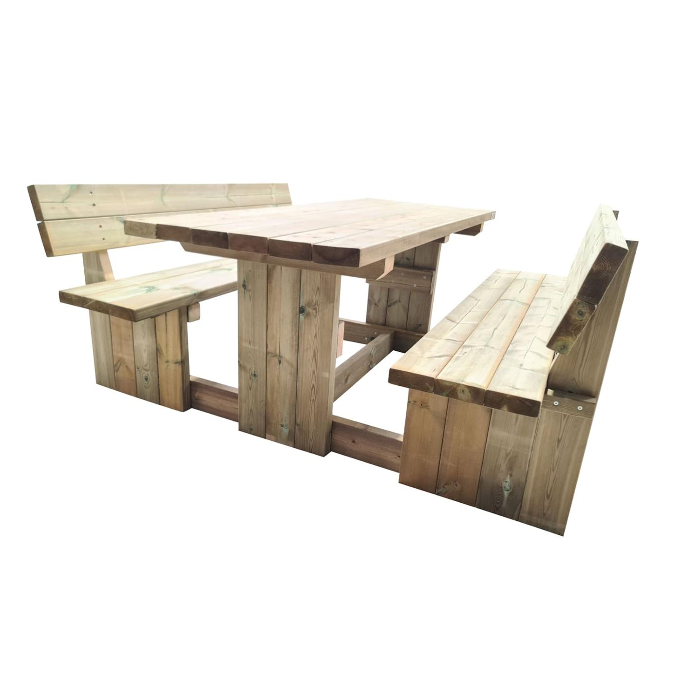 Mesa de picnic cuadrada de madera MASGAMES CANET con respaldo