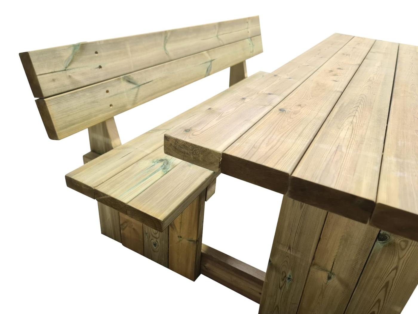 Mesa de picnic cuadrada de madera MASGAMES CANET con respaldo