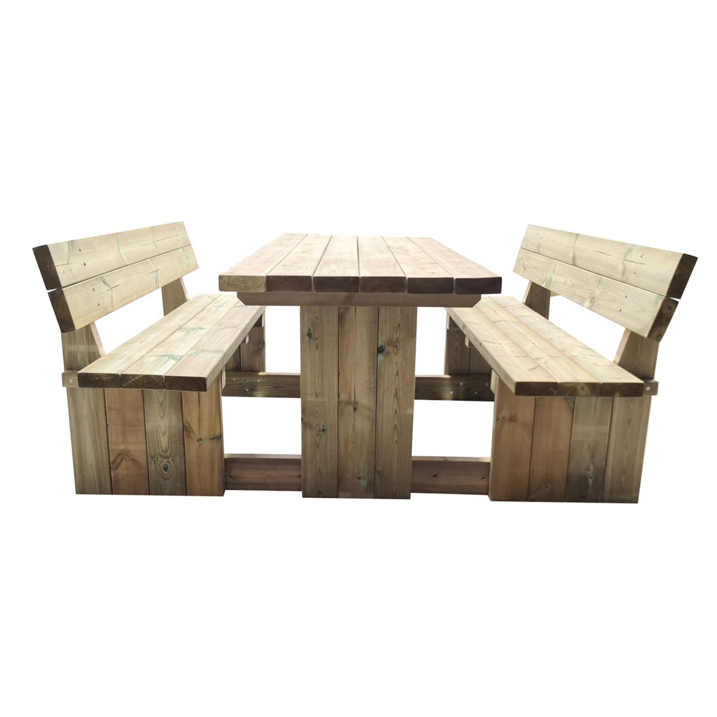 Mesa de picnic cuadrada de madera MASGAMES CANET con respaldo