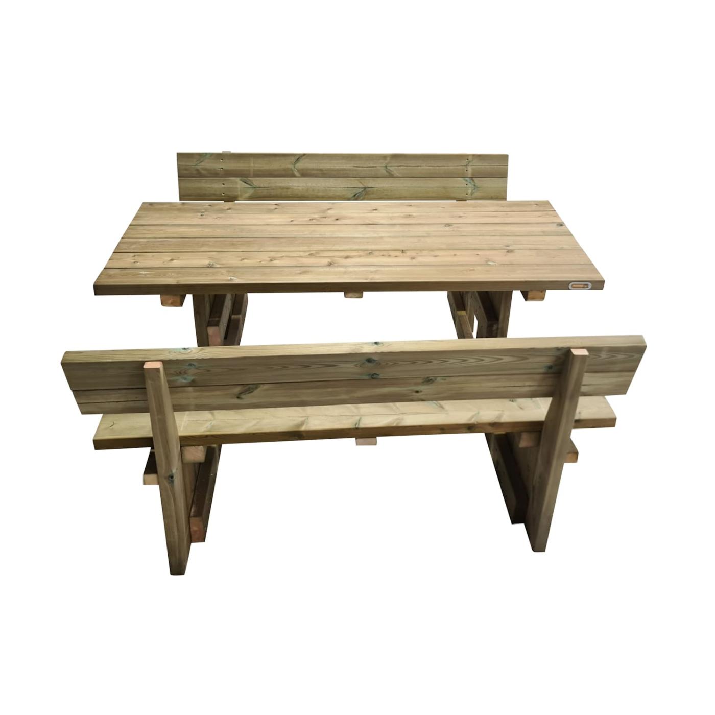 Mesa de picnic cuadrada de madera MASGAMES CANET con respaldo