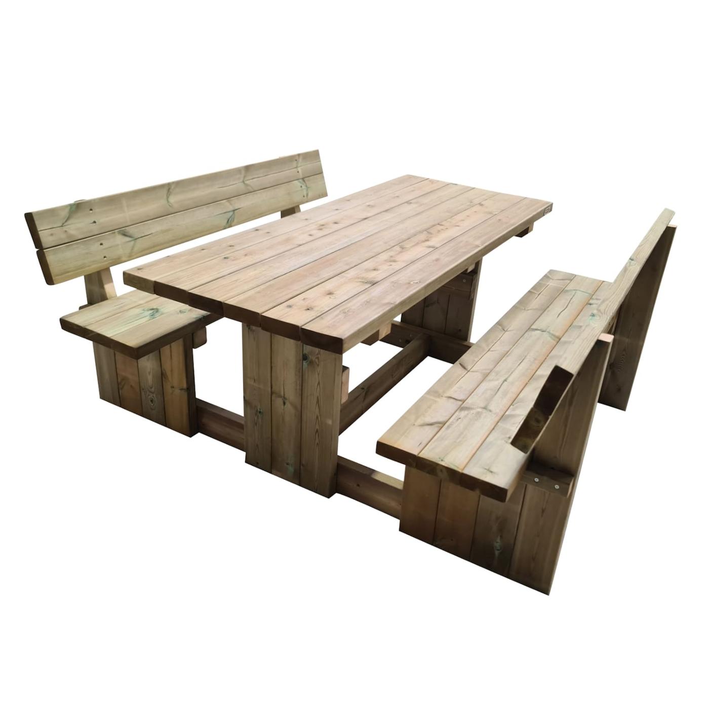 Mesa de picnic cuadrada de madera MASGAMES CANET con respaldo