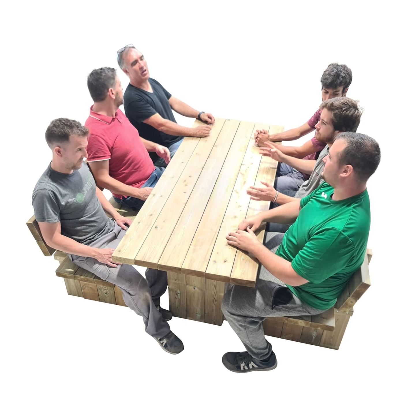 Mesa de picnic cuadrada de madera MASGAMES CANET con respaldo