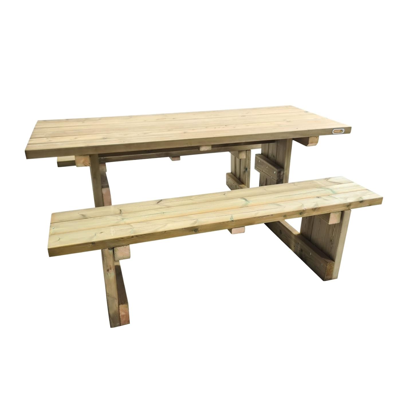 Mesa de picnic cuadrada de madera MASGAMES CANET. Para exterior. Capacidad de 8 personas