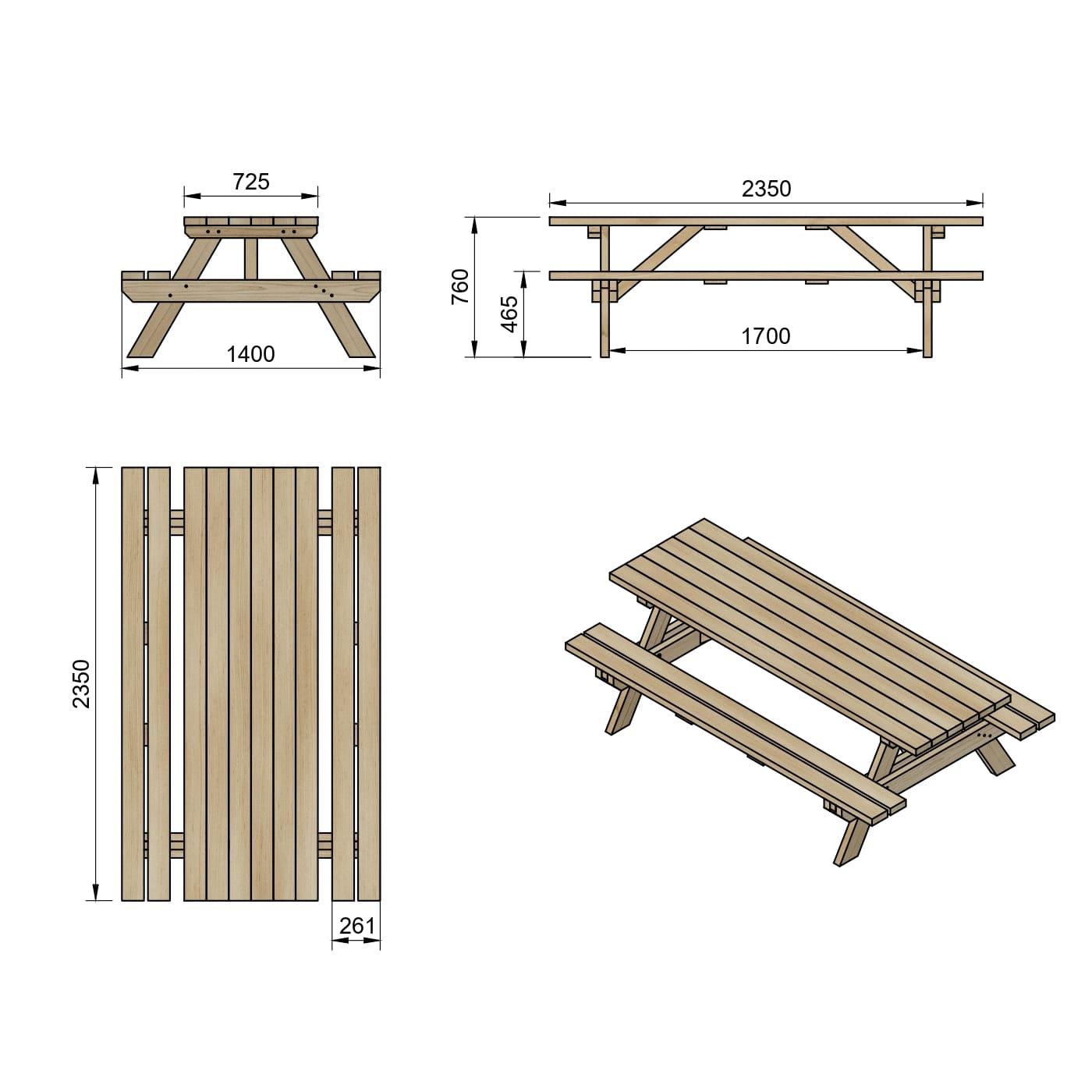 Taula de picnic de fusta MASGAMES MUNIC 240 XL