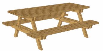 Taula de picnic MUNICH de fusta de pi amb bancs