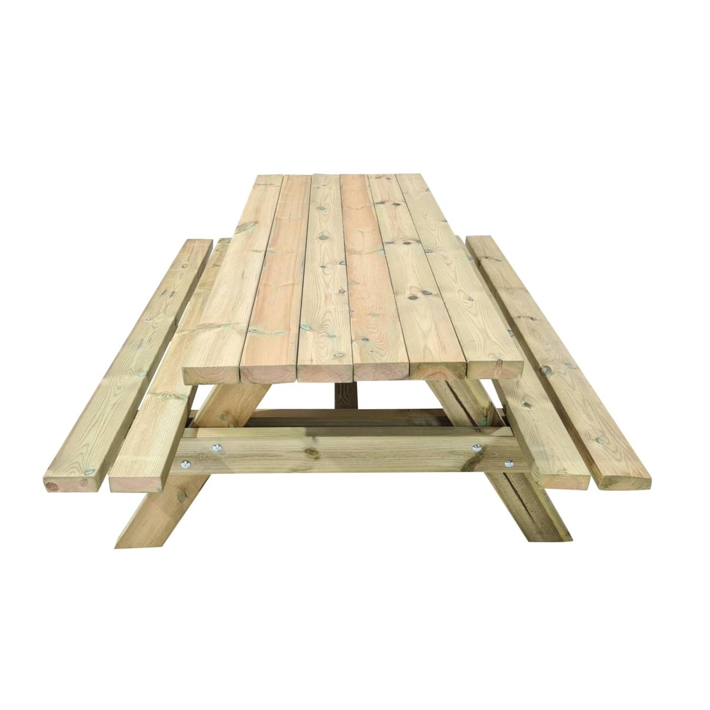 Mesa picnic madera tratada 160x155 con bancos - Lua Sports