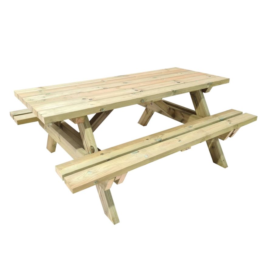 Mesa de picnic MUNICH de madera de pino con bancos