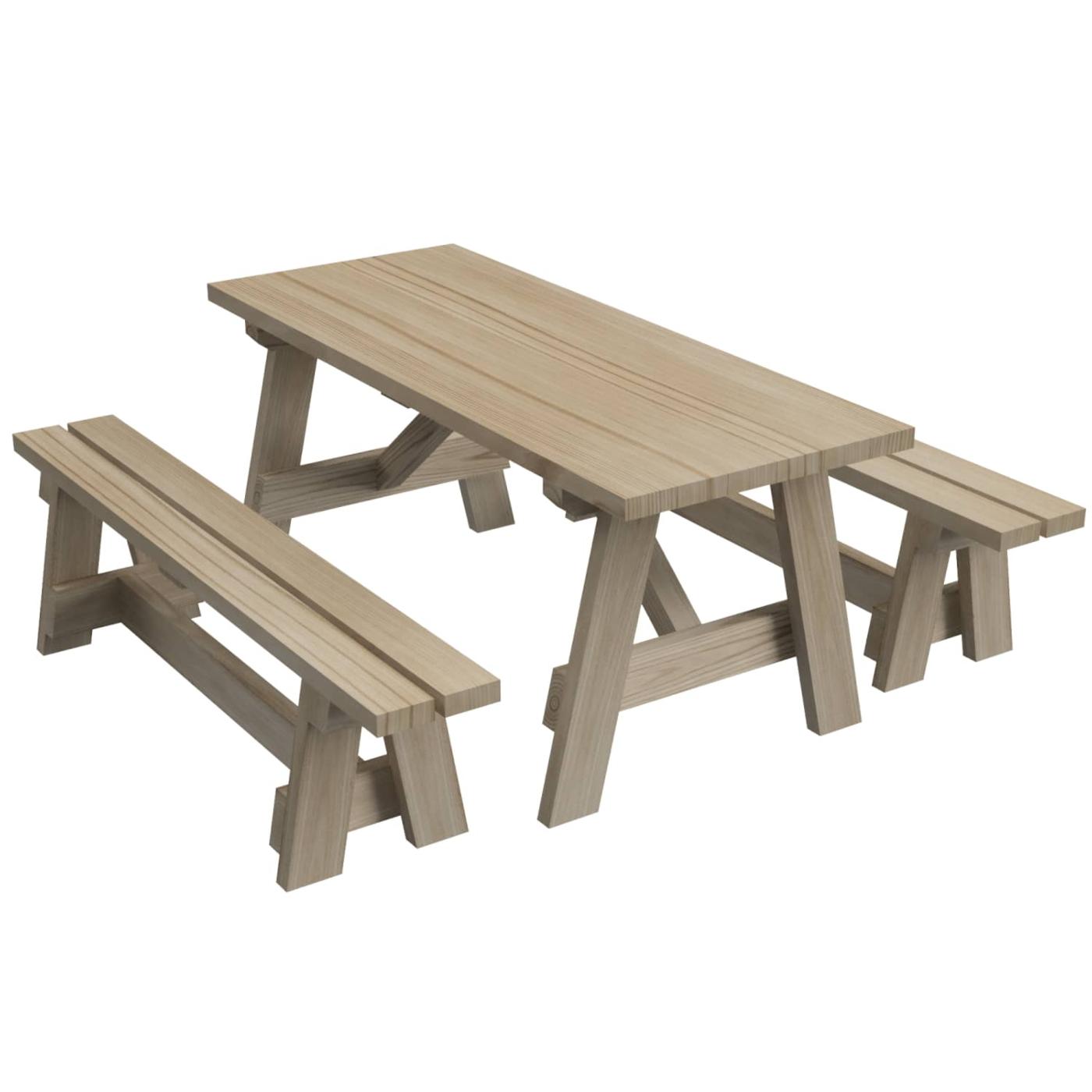 Mesa picnic madera tratada 160x155 con bancos - Lua Sports