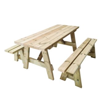 mesa de piquenique de madeira para uso exterior com bancadas independentes MASGAMES ZURIQUE