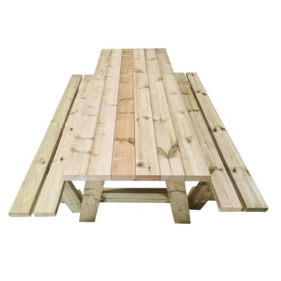 taula de picnic d'exterior de fusta