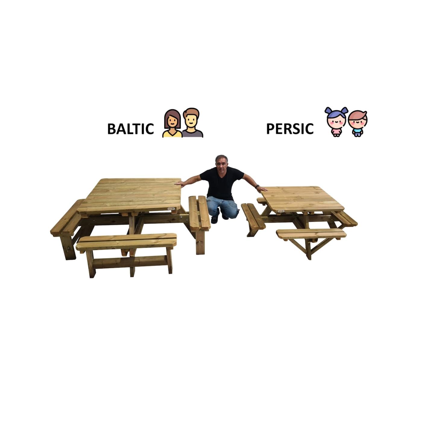 Taula de picnic quadrada MASGAMES BALTIC fabricada en fusta tractada per a l'exterior