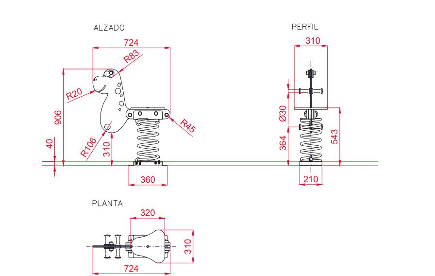 Balancín de muelle DINO medidas 3