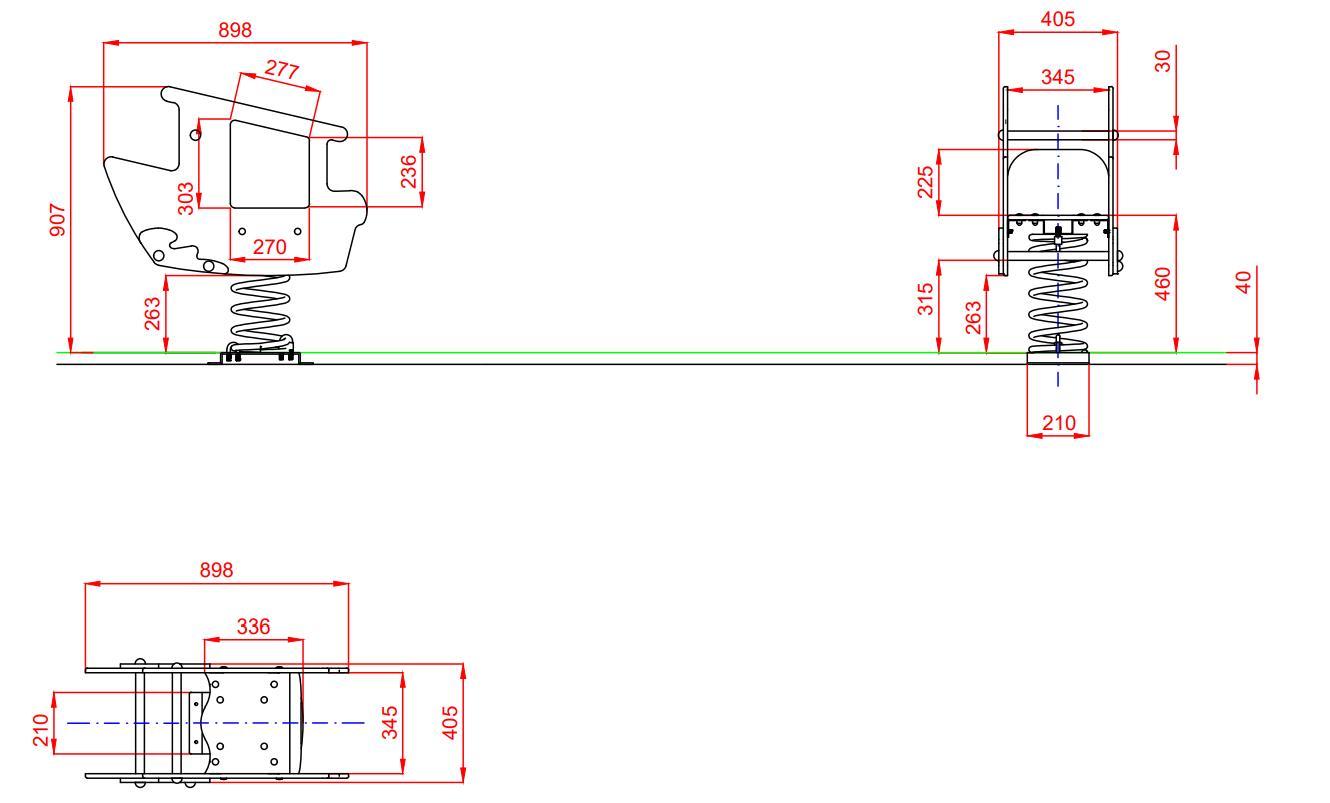 Balanço mola individual NAVIO ADAPTADO de painel duplo uso público comercial medióes 2