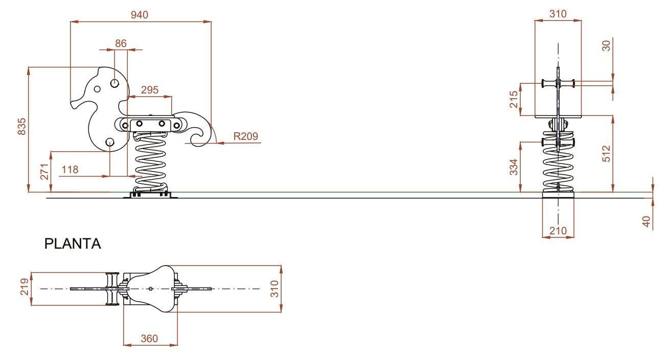 Balanço mola individual CAVALO MARINHO uso público comercial mediçoes 2