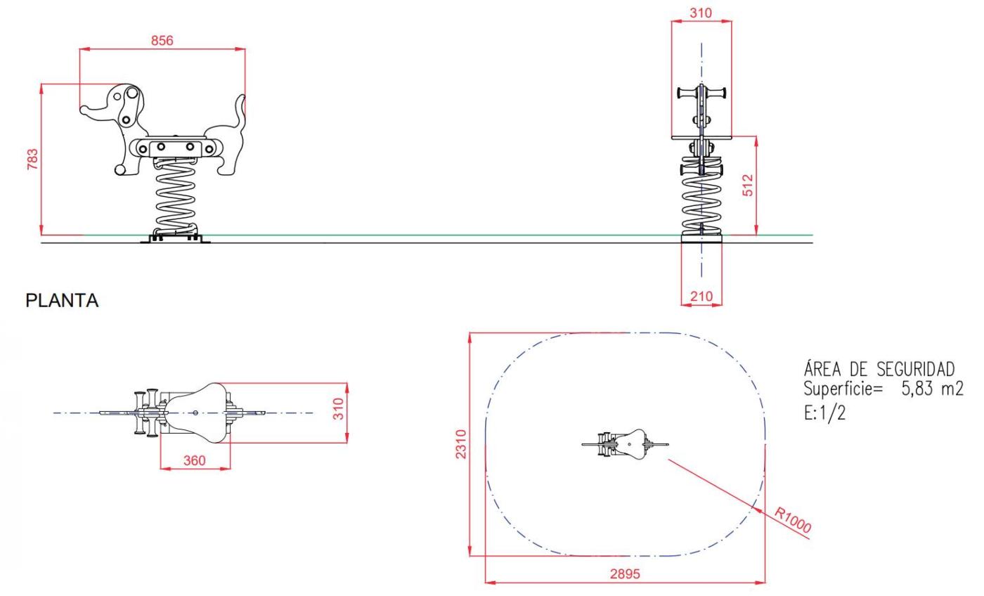 Balanço mola individual CACHORRO SALSICHA uso público comercial medidas 1