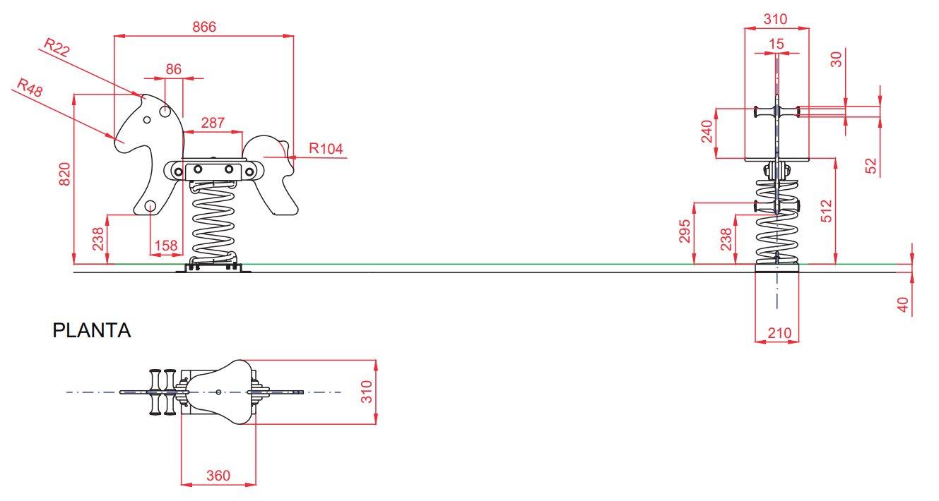 Balanço mola individual PONÊI uso público comercial medidas 2