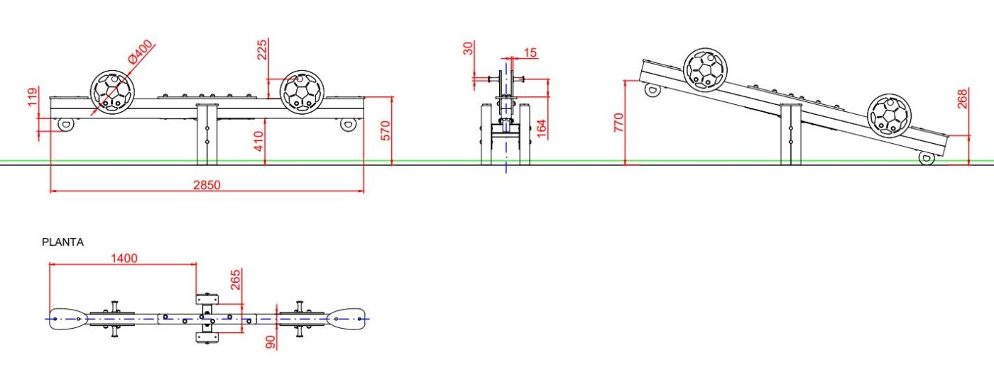 Balanço seesaw de madeira FUTEBOL uso público mediçoes 2