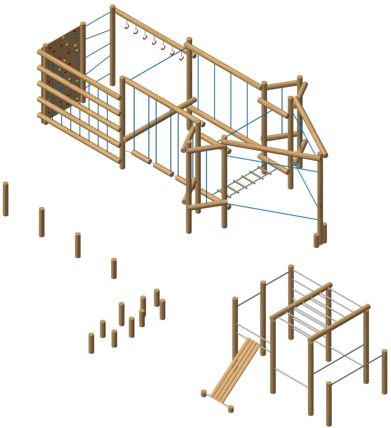 Parque de workout para jóvenes y adultos de madera de robinia Isle Royale