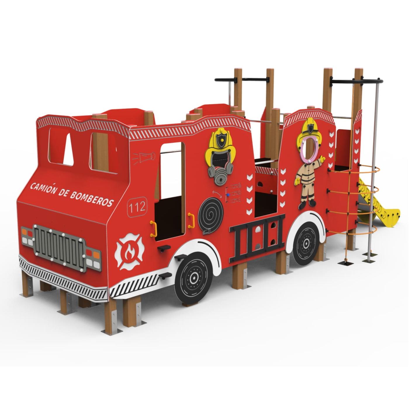 Parc infantil amb forma de camió de bombers