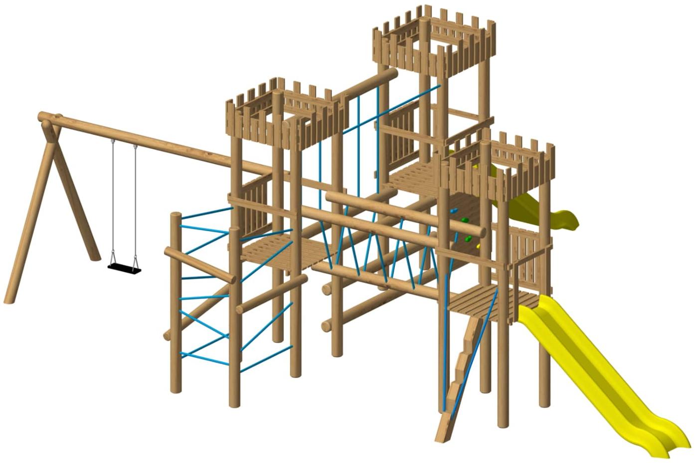 Parque infantil Castillo Alcázar de madera de robinia y homologado para uso público