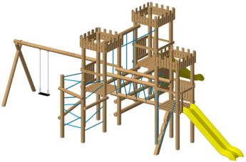 Parque infantil Castillo Alcázar de madera de robinia y homologado para uso público