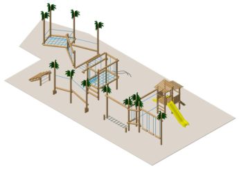 Parc infantil per a ajuntaments de fusta integrat a la natura model PALMIRA