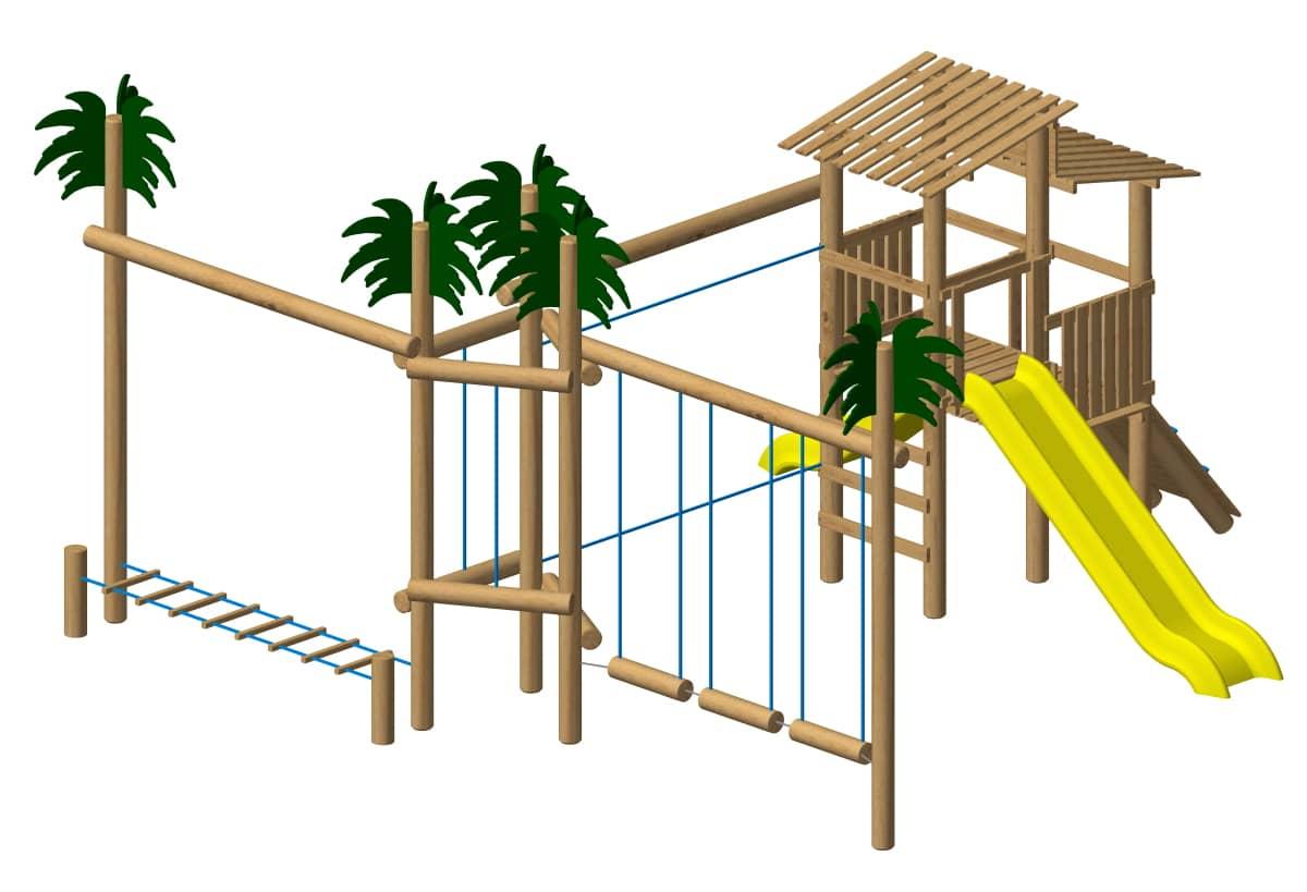 Parc infantil de fusta de robinia homologat per a ús públic model PALMIRA