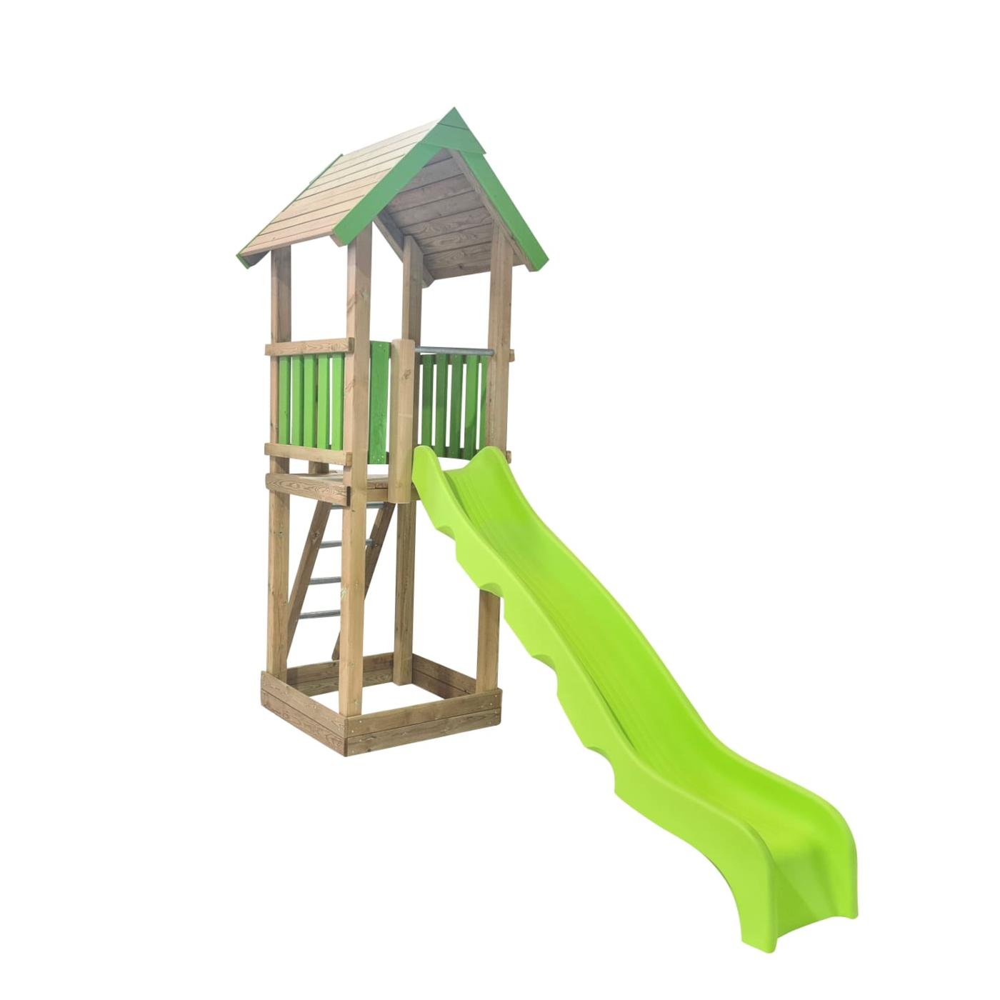 Parque infantil de madera homologado HORECA MASGAMES BOREALIS Optima con rampa de tobogan de polietileno