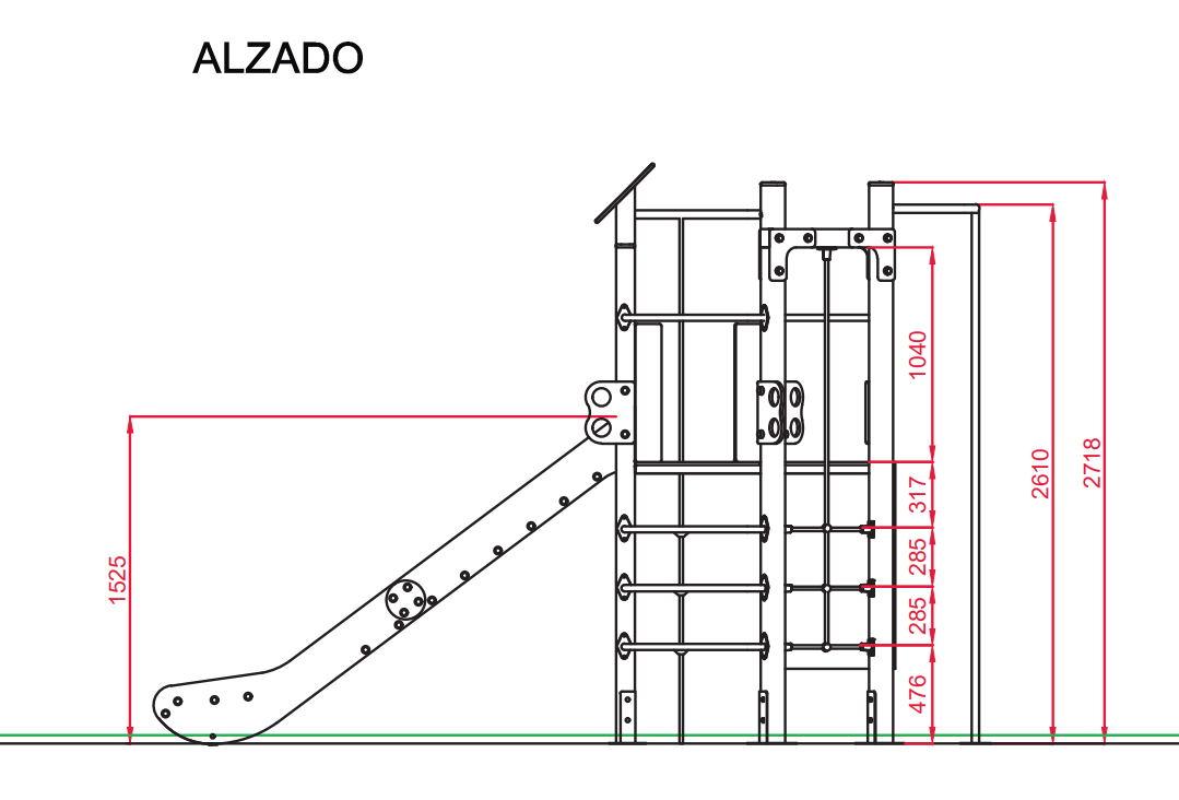 Parque infantil da Torre Hexagonal com elementos deslizantes e trepantes