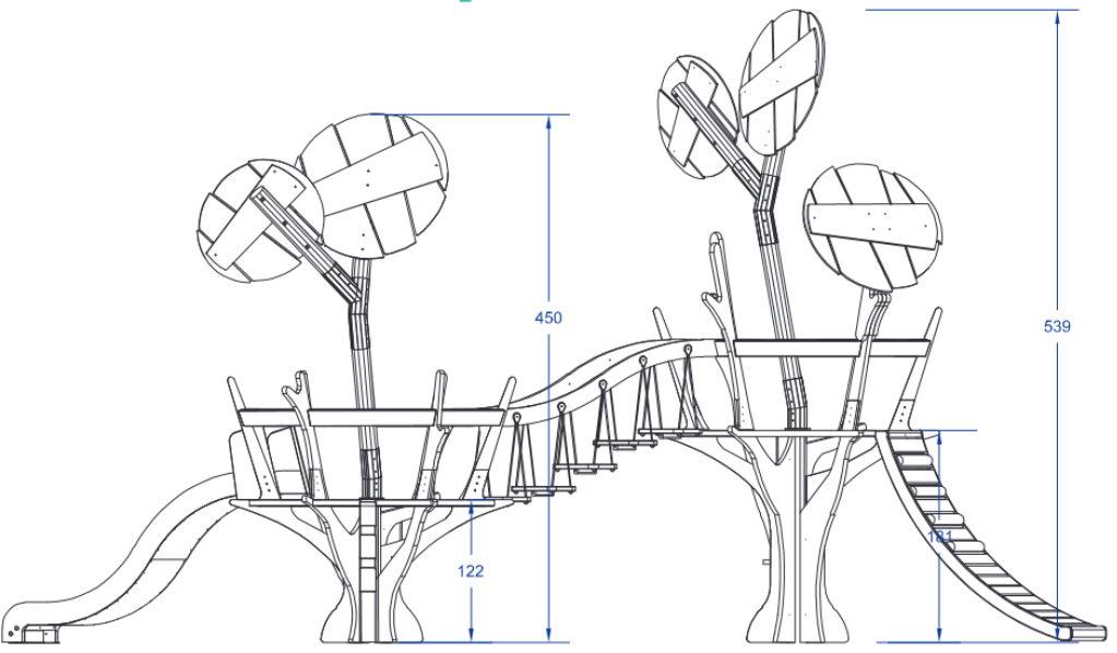 Parc infantil BAOBAB de fusta homologat per ús públic midea