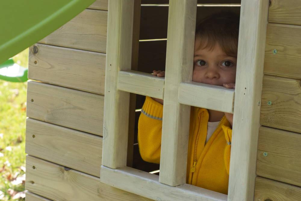 Parc infantil MASGAMES Tibidabo amb caseta de fusta i gronxador