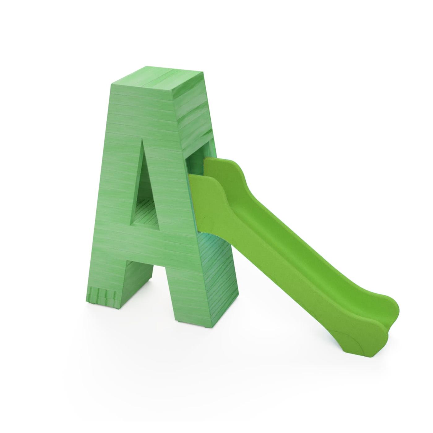 Parque infantil letra gigante de madera pintada con tobogan MASGAMES ALPHAPLAY