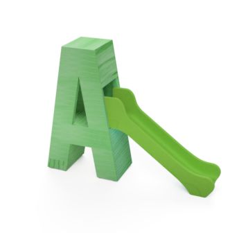 Parque infantil letra gigante de madera pintada con tobogan MASGAMES ALPHAPLAY