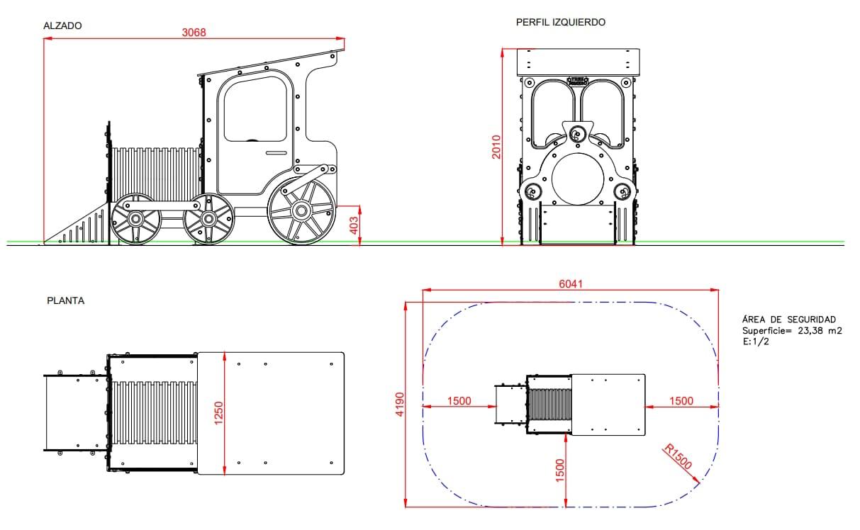 Parque infantil Locomotora del TREN MINERO homologado para uso público