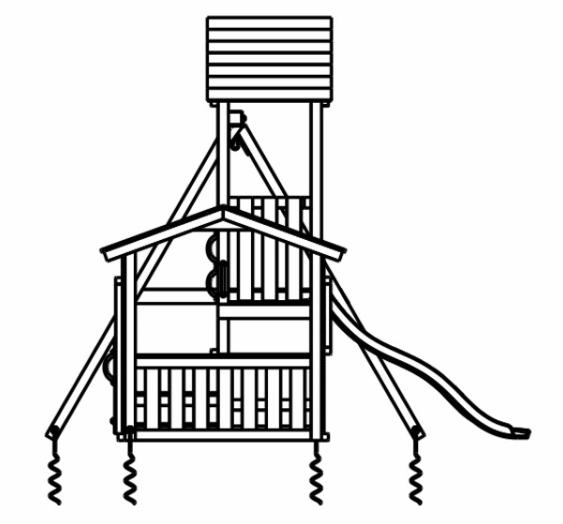 Parque infantil Masgames Lookout M com Challenger, torre com escorrega, casinha, baloiço duplo e parede de escalada