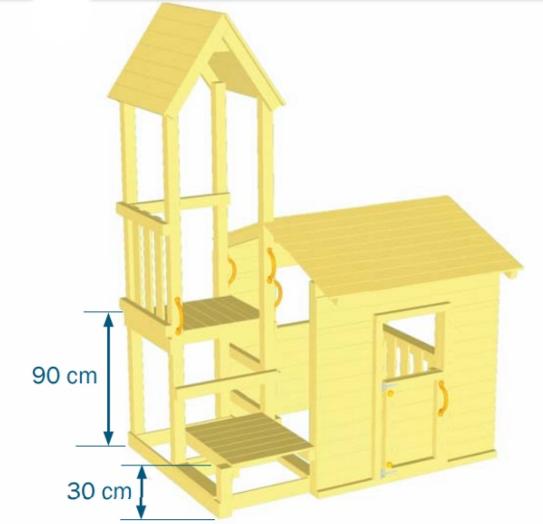 Parque infantil Masgames Lookout M com Challenger, torre com escorrega, casinha, baloiço duplo e parede de escalada