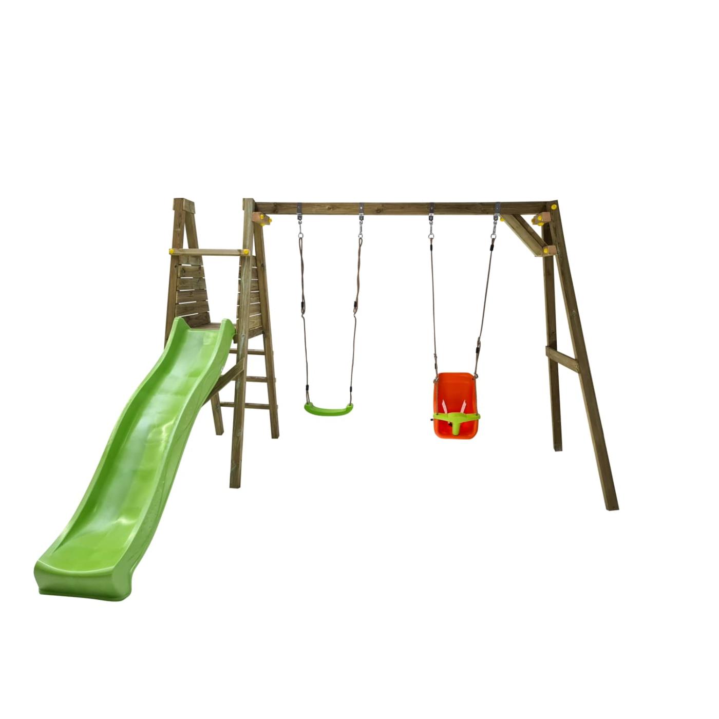 Parque juegos infantil de madera Milos con asiento para bebé, Todo lo que  quieres para jugar en la calle