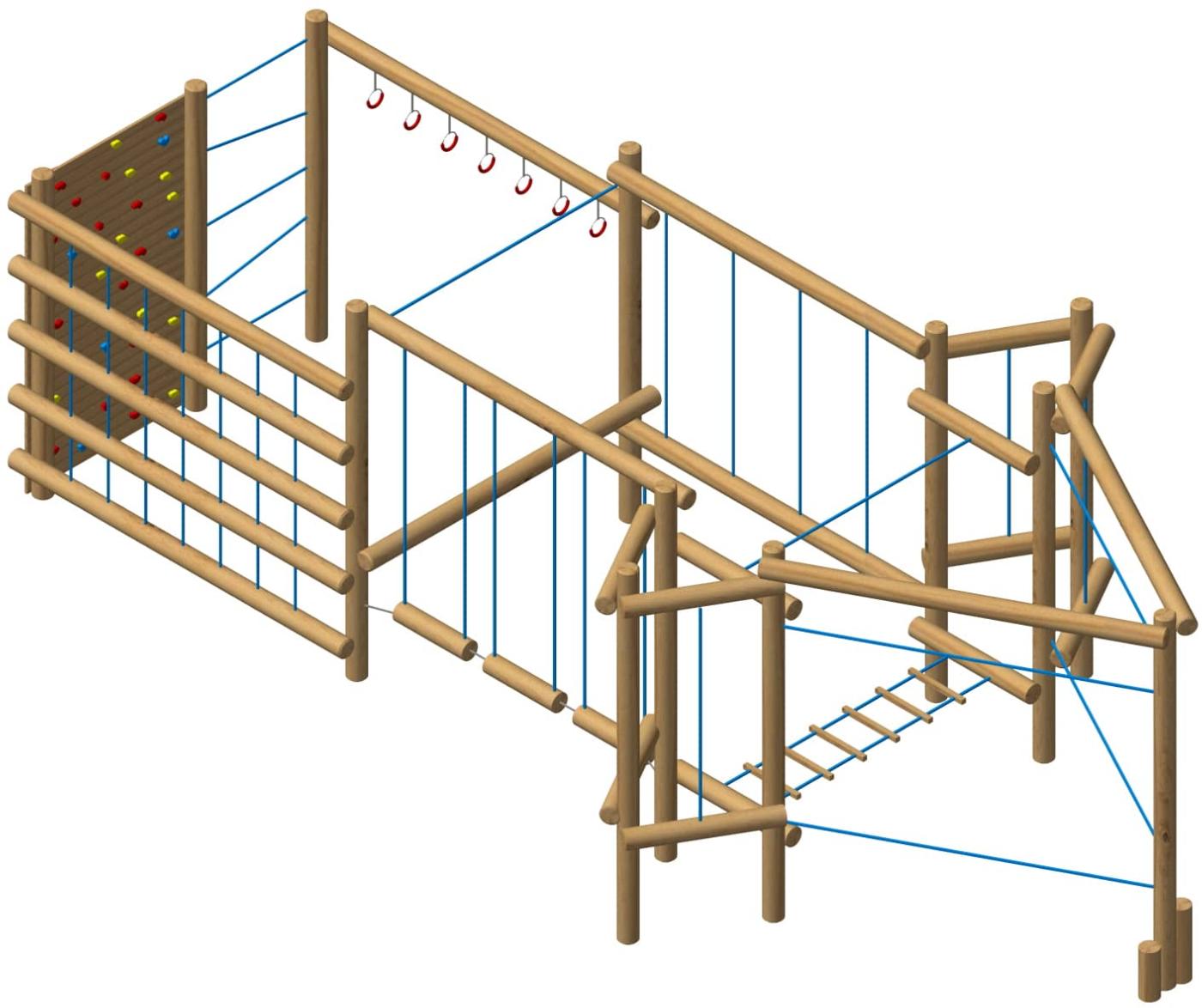 Circuit d'habilitat per a joves i adults de fusta de robinia per a exterior model ELBRUS workout