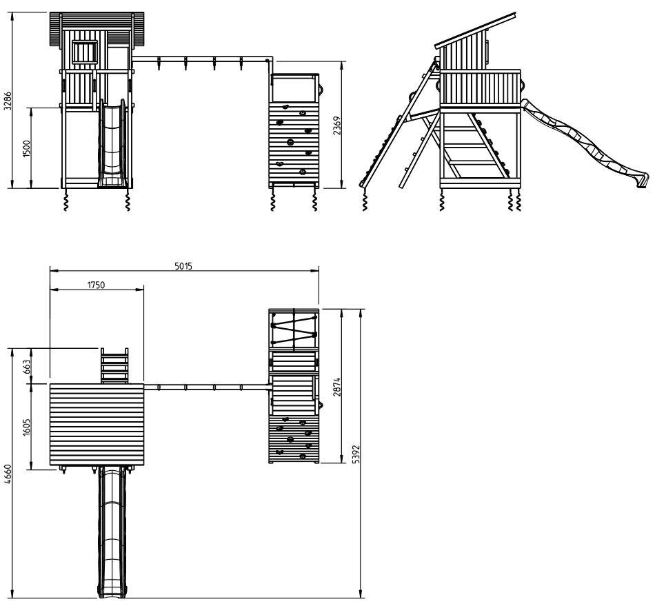 Parque infantil Masgames BEACH HUT XL com Challenger medidas