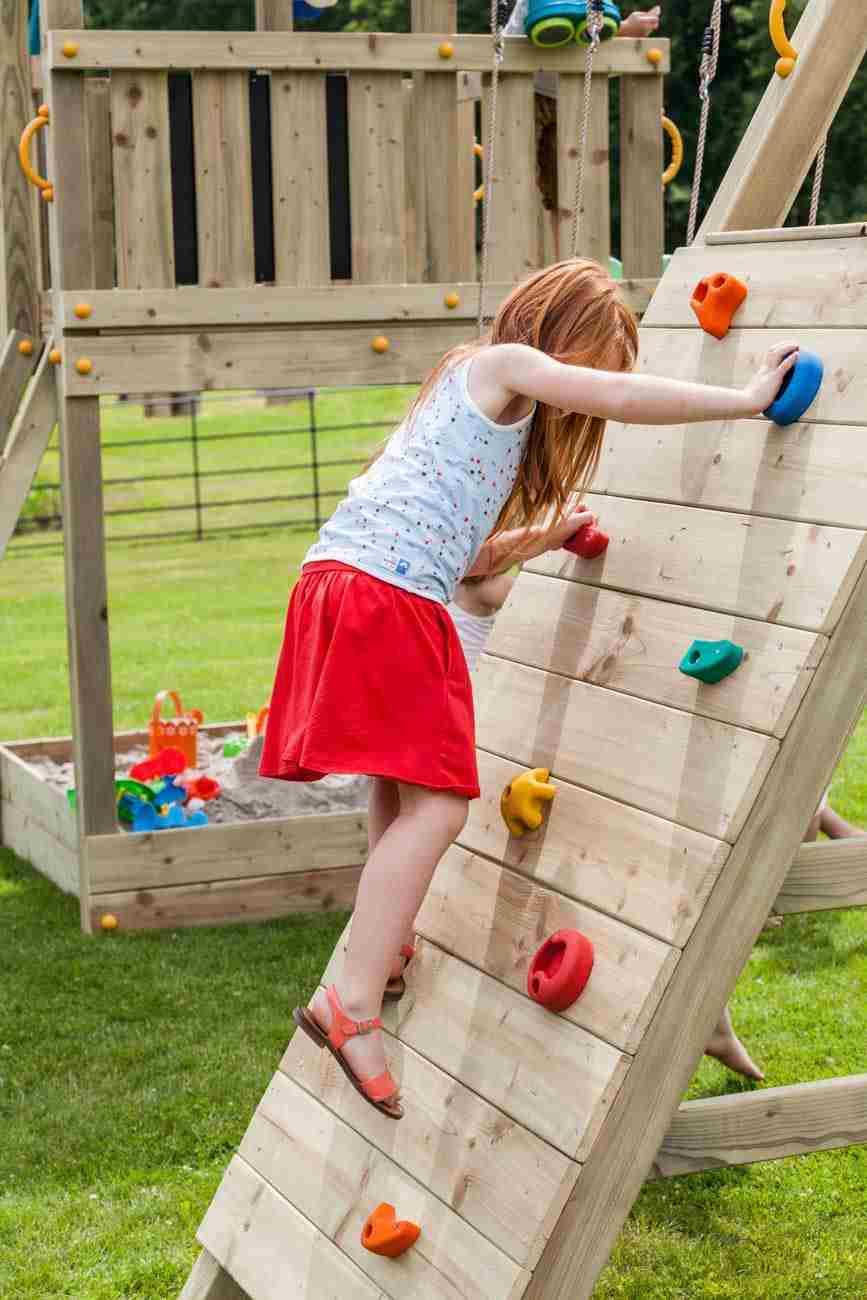 Parque infantil Masgames BEACH HUT con Challenger rampa de escalada