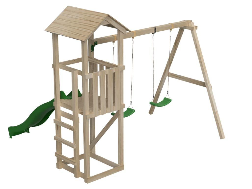 Parc infantil MASGAMES CARLIT L amb sostre de fusta (plataforma a 120 cm d'alçada)