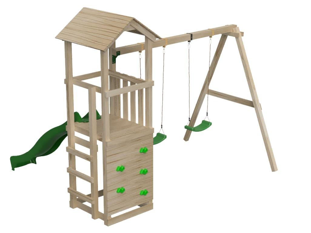 Parc infantil MASGAMES CARLIT L amb sostre de fusta (plataforma a 120 cm d'alçada)