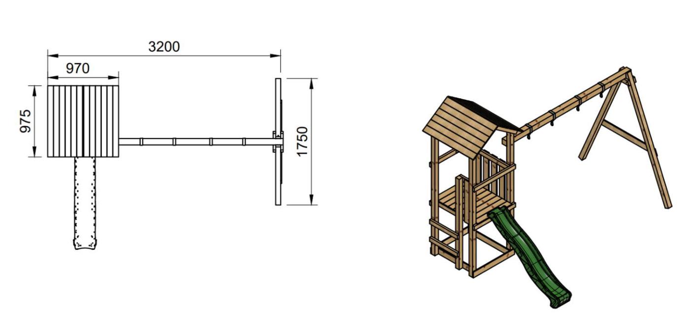 Valla metálica galvanizada y lacadaParque infantil MASGAMES CARLIT con torre con tobogán y columpio de dos plazas