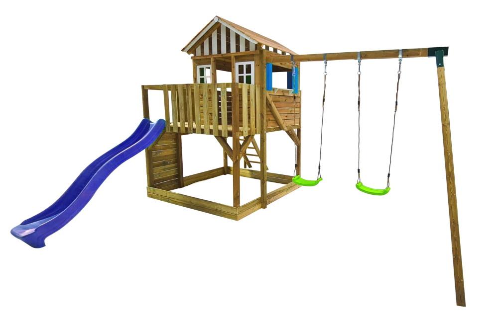 Parque infantil de madeira MASGAMES LOLLIPOP L + baloiço azul