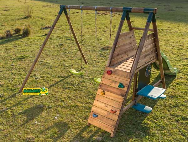 Parque juegos infantil de madera Mauna Loa con asiento para bebé, Todo lo  que quieres para jugar en la calle