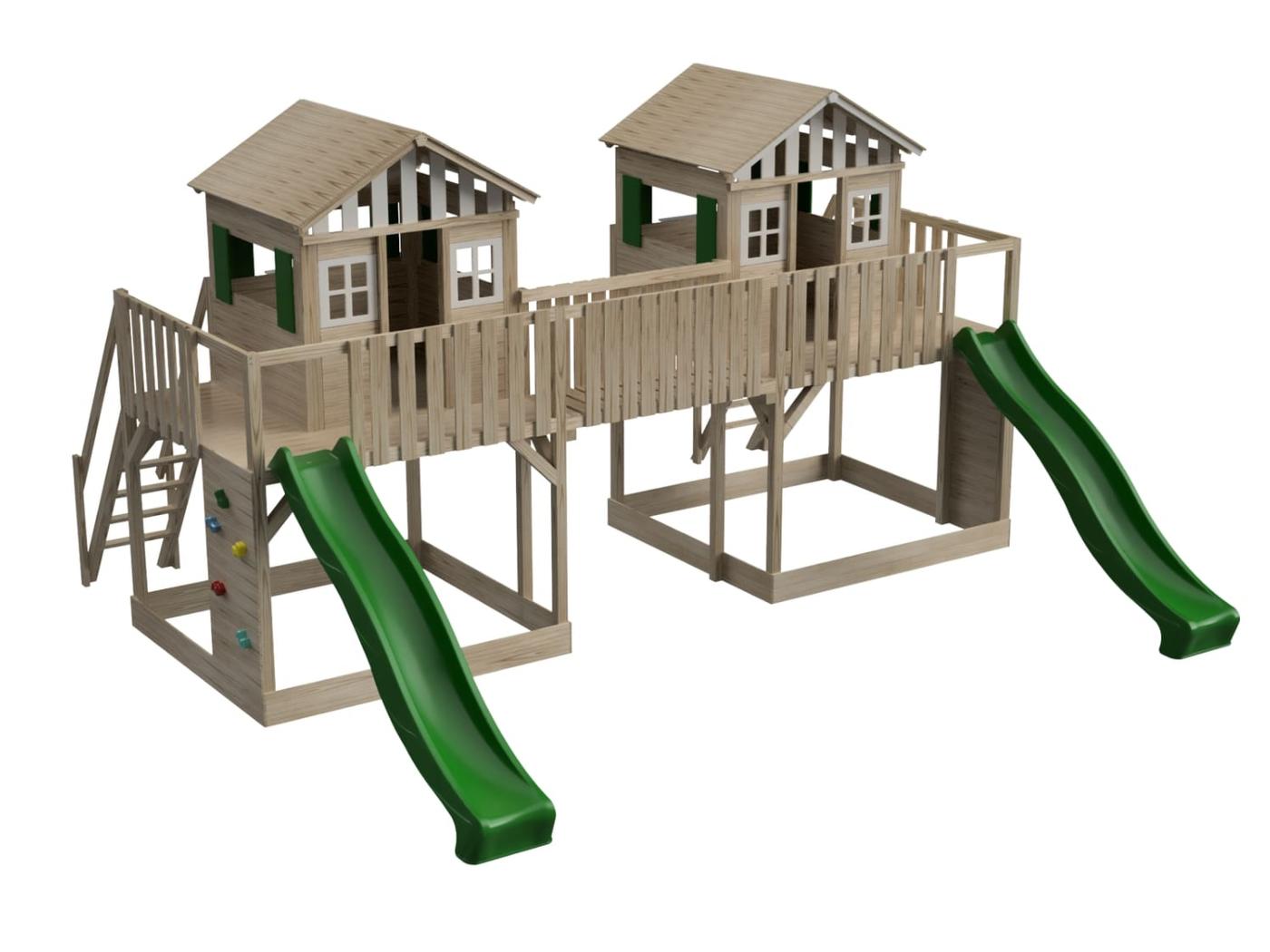 Parc infantil MASGAMES SuperPop: la combinació de dos parcs infantils Lollipop amb una passarel·la de fusta Madison