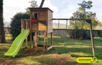Parque infantil MASGAMES TAGA con pared de escalada y columpio